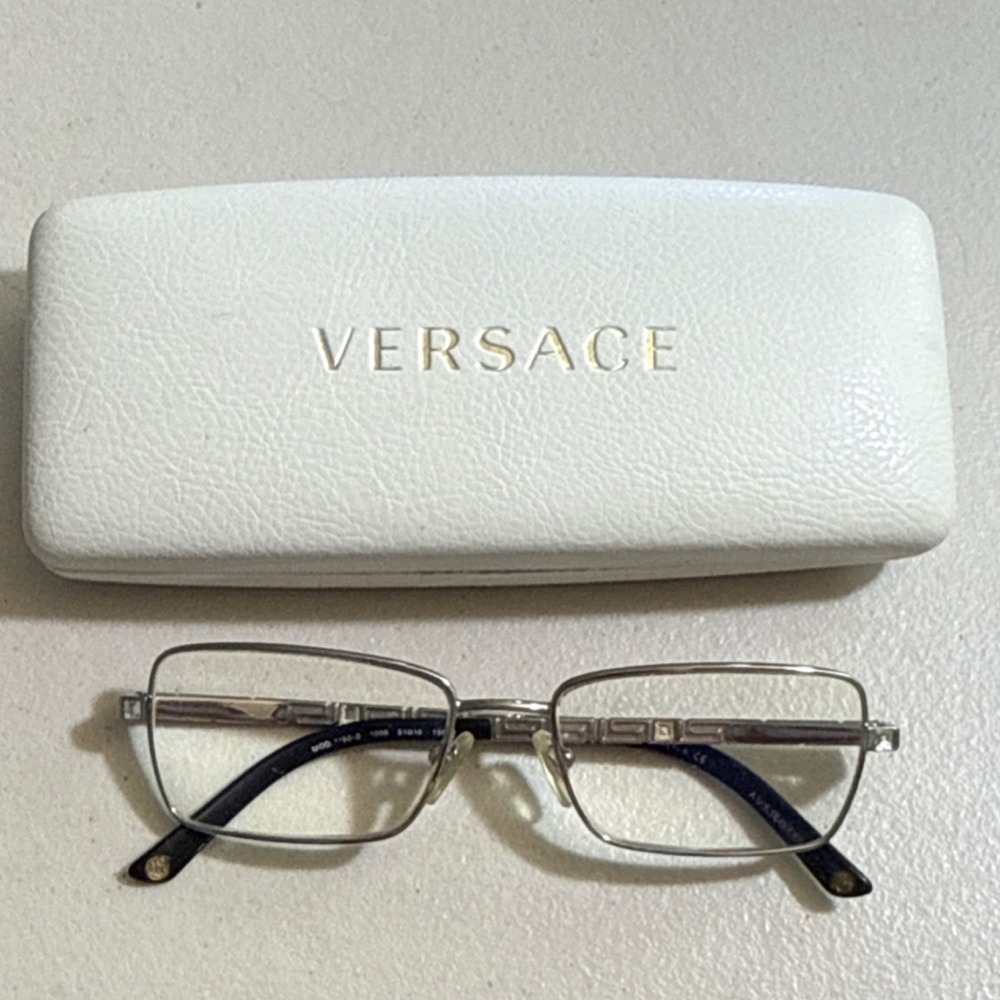 VERSACE eyeglasses MOD 1150-B 1000 51-16 135 RARE M.in Italy Rectangular Silver